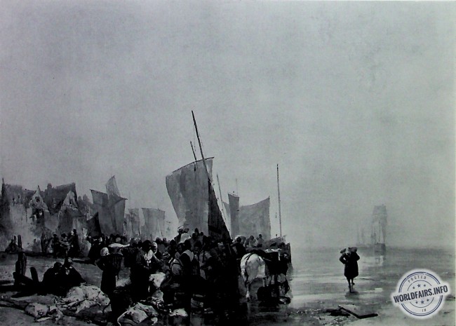 The Fish Market, Boulogne.<br />In the collection of Sir Charles Tennant. - By R. P. Bonington