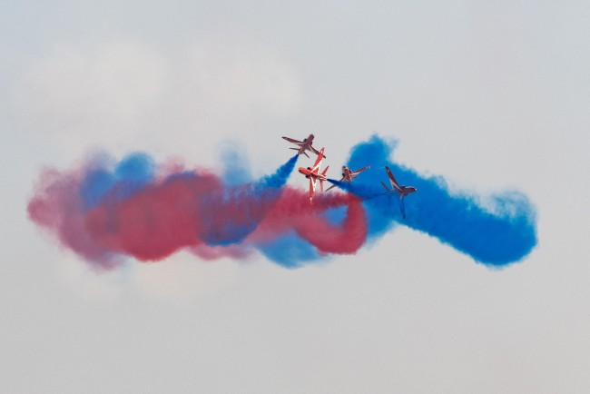 The Royal Air Force Aerobatic Team - The Red Arrows perform at Expo 2020 Dubai, Expo 2020 Dubai.<br />©Stuart Wilson/Expo 2020 Dubai