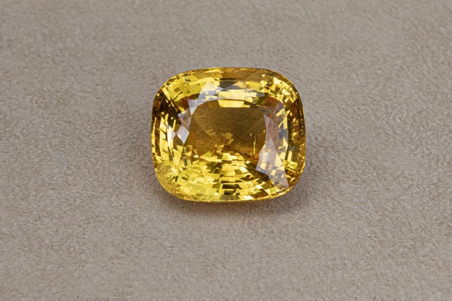 A golden yellow Sapphire weights 200 carat on display at the Sri Lanka Pavilion<br />©Antony Fleyhan /Expo 2020 Dubai