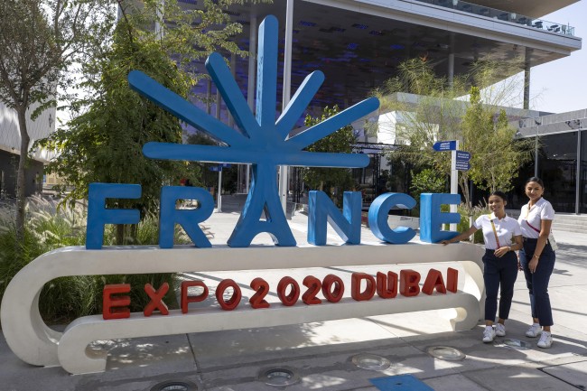 Pavilion staff outside the France Pavilion<br />©Mahmoud Khaled/Expo 2020 Dubai