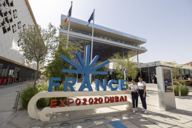 Pavilion staff outside the France Pavilion<br />©Mahmoud Khaled/Expo 2020 Dubai