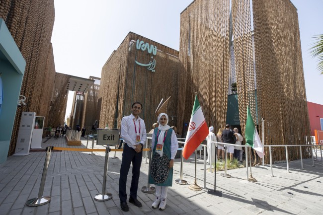 Pavilion staff outside the Iran Pavilion<br />©Mahmoud Khaled/Expo 2020 Dubai