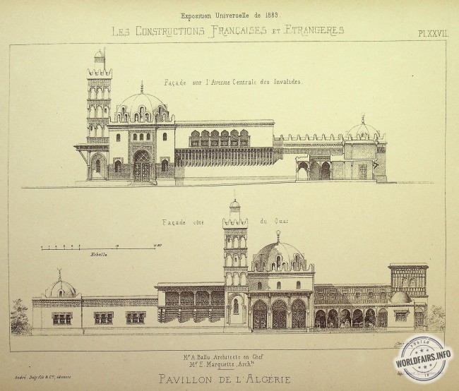 Palais de l'Algérie - Façade sur l'avenue centrale des Invalides - Façade côté du quai