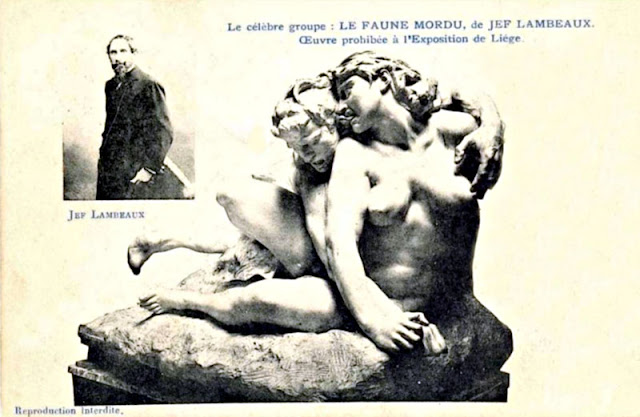 Oeuvre prohibée à l'Exposition de Liége, et portrait-photo de l'artiste.