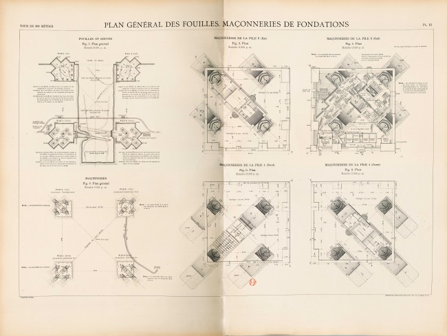 Plan général des fouilles. Maçonneries de fondations.