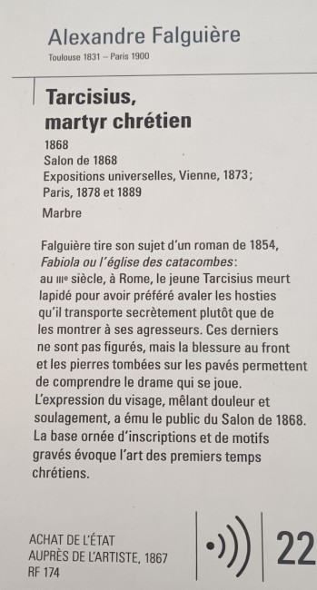 Fiche explicative de Tarcisius, martyr chrétien d'Alexandre Falguière