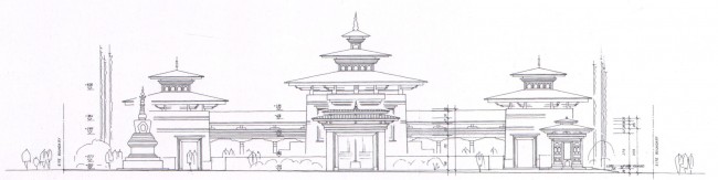 Vue du pavillon du Bhoutan